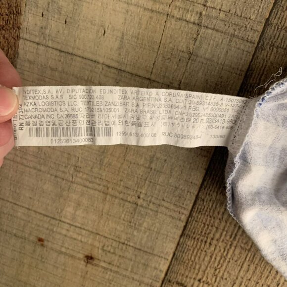 Zara Girls size 8 Blue and White Gingham Off The Shoulder Crop Top - Picture 3 of 4